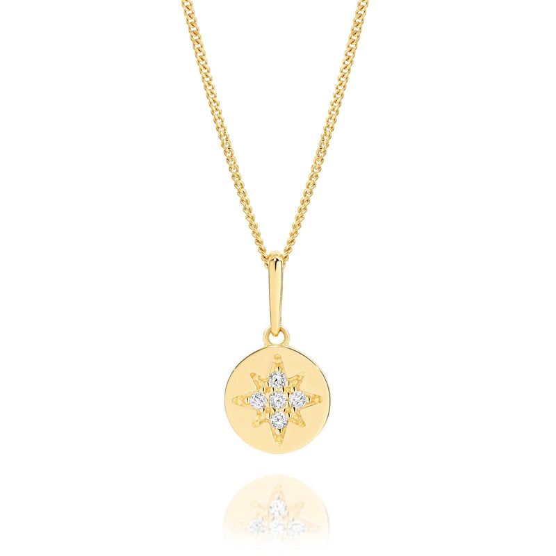 9ct star set cubic zirconia  disc pendant