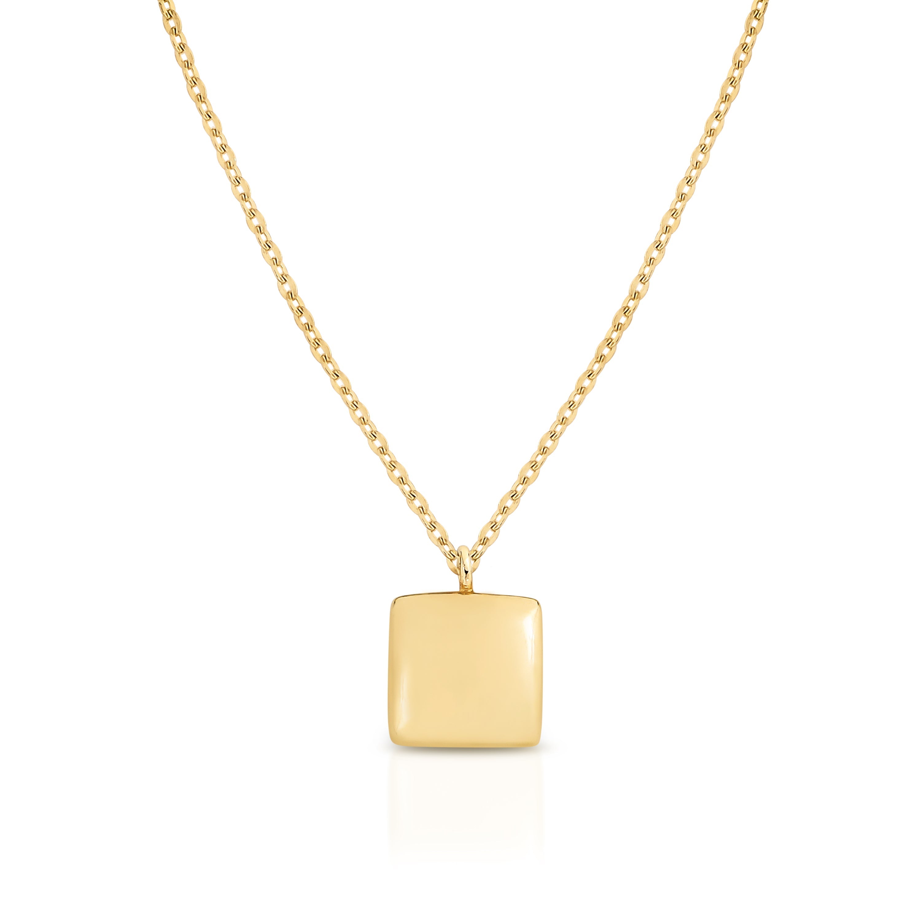 9ct square engraveable disc necklet
