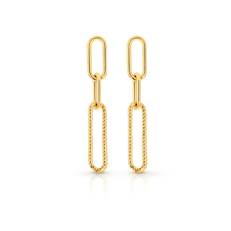 9ct gold paperclip drop studs