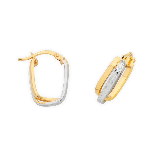 9Ct Two Tone Gold Silver Filled Hoop Earrings
