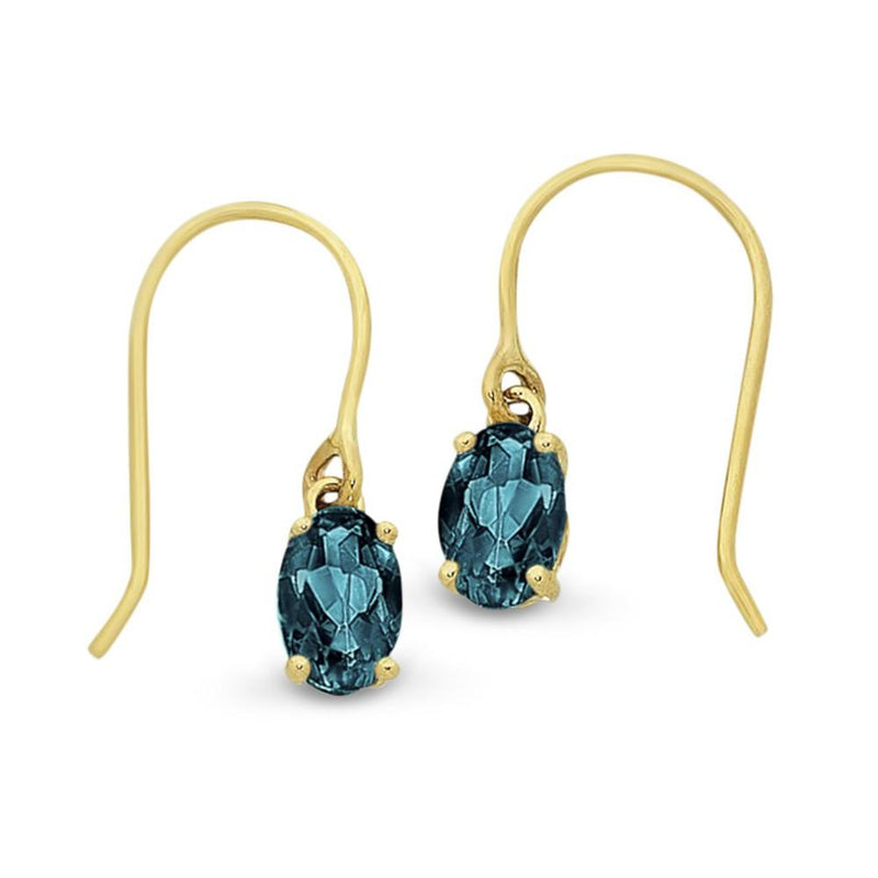 9Ct Gold London Blue Topaz Drop Earrings