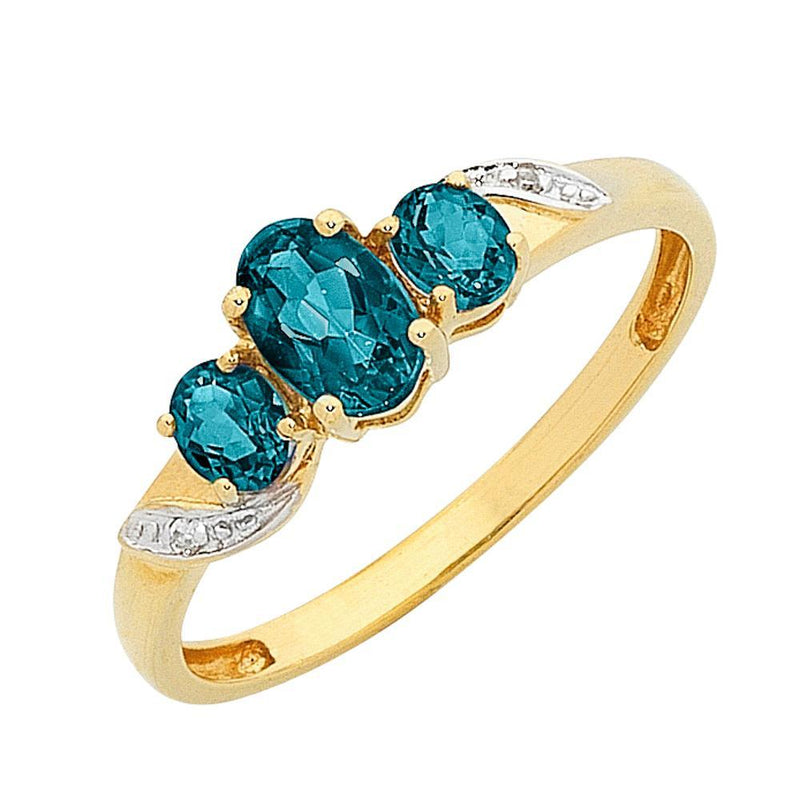 9Ct Gold London Blue Topaz & Diamond Ring