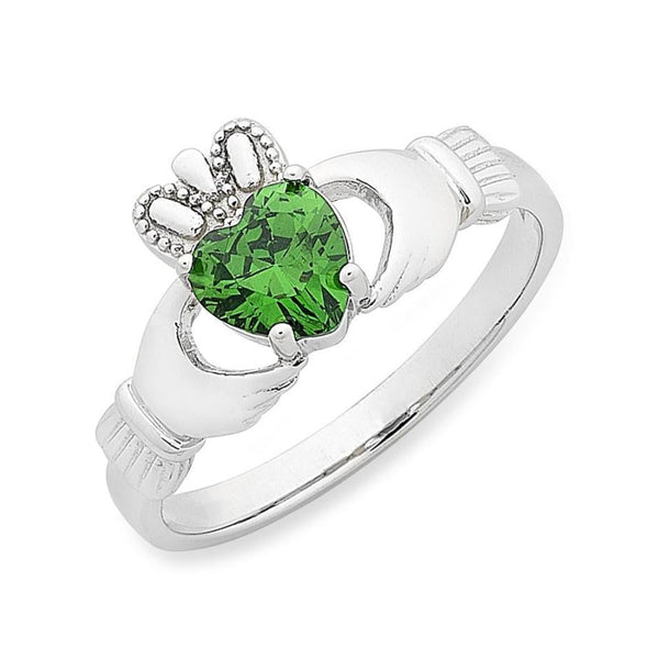 Sterling Silver Cubic Zirconia 'Claddagh' Ring