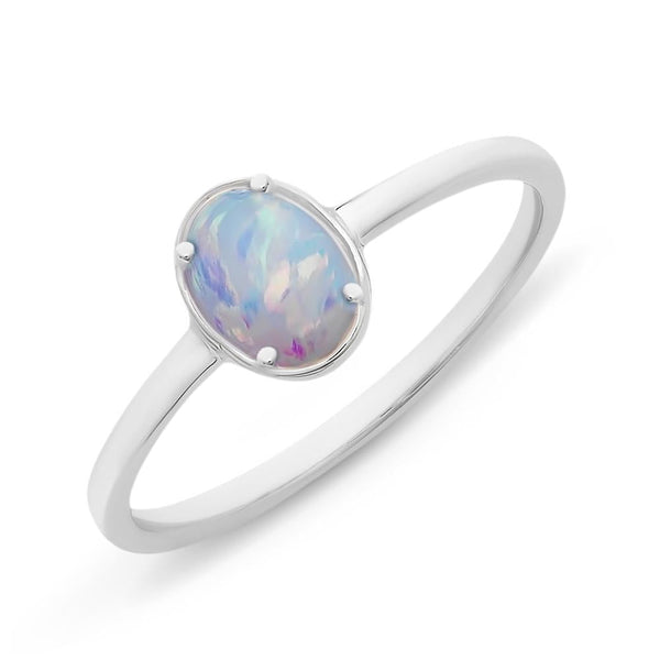 Sterling Silver Created Opal Ring