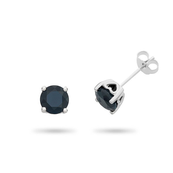 Sterling Silver Natural Sapphire Stud Earrings