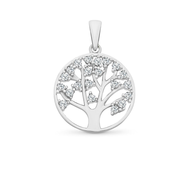 Sterling Silver Cubic Zirconia Pendant With Chain