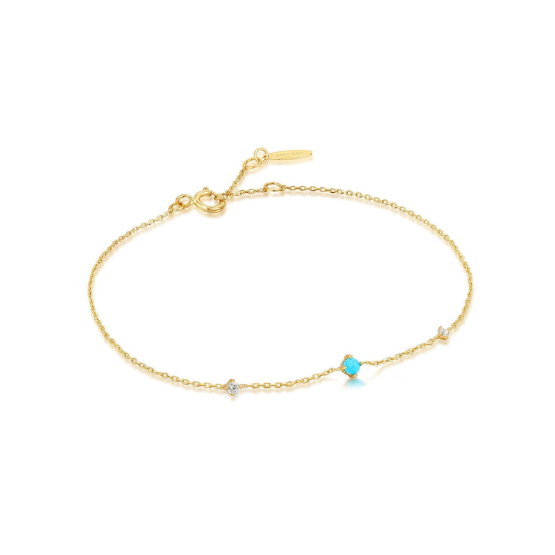 Ania Haie 14ct Gold Turquoise and White Sapphire Bracelet