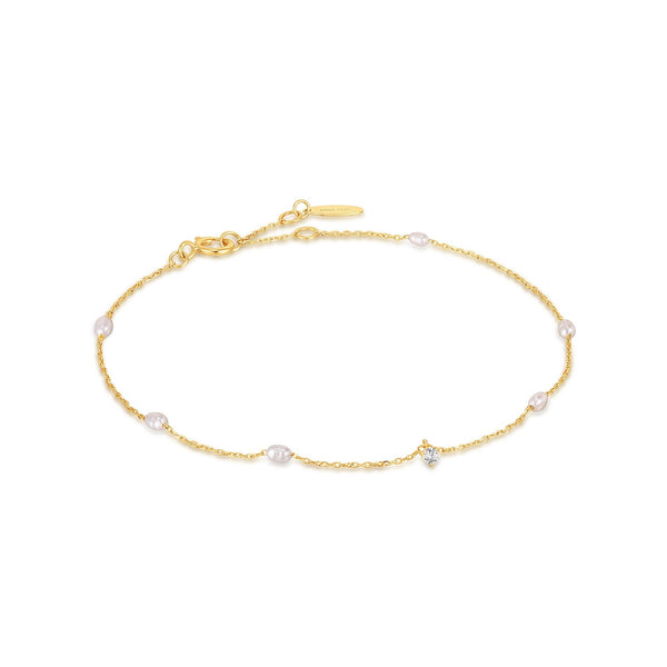 Ania Haie 14ct Gold Pearl and White Sapphire Bracelet