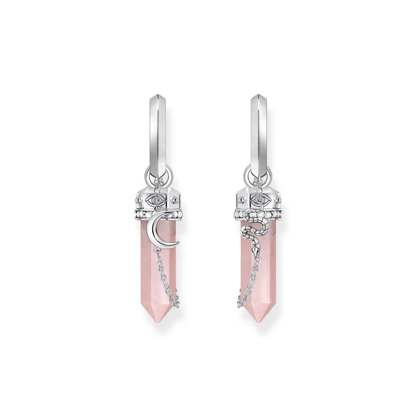 THOMAS SABO Crystal Hoop Earrings with Rose Quartz Silver