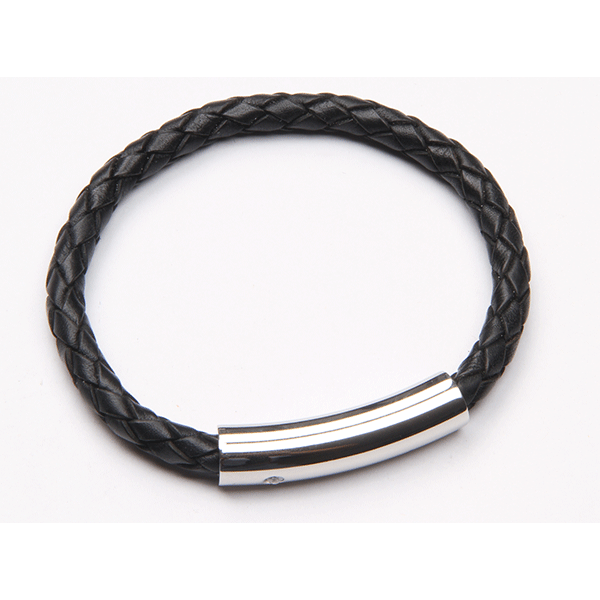 Cudworth Black Plaited Leather Bracelet