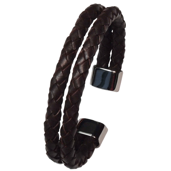 Cudworth Brown Plaited Double Layered Leather Cuff
