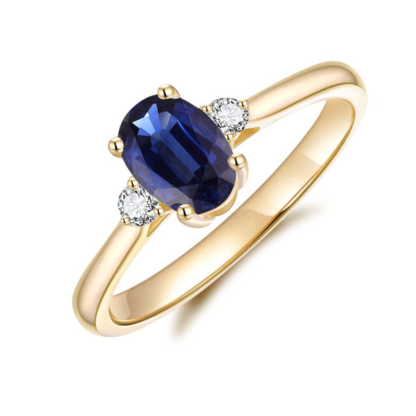 9ct Yellow Gold Black Sapphire & Diamond Ring