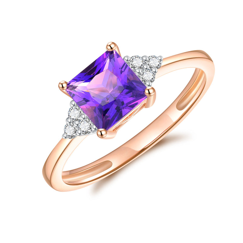 9ct Rose Gold Amethyst & Diamond Ring