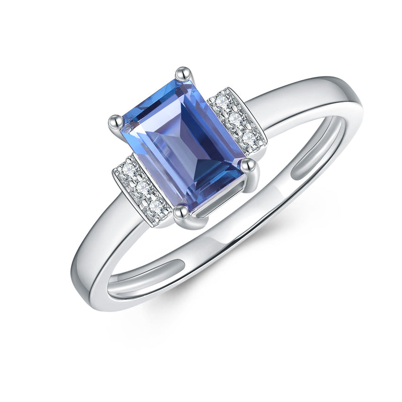 9ct White Gold London Blue Topaz & Diamond Ring