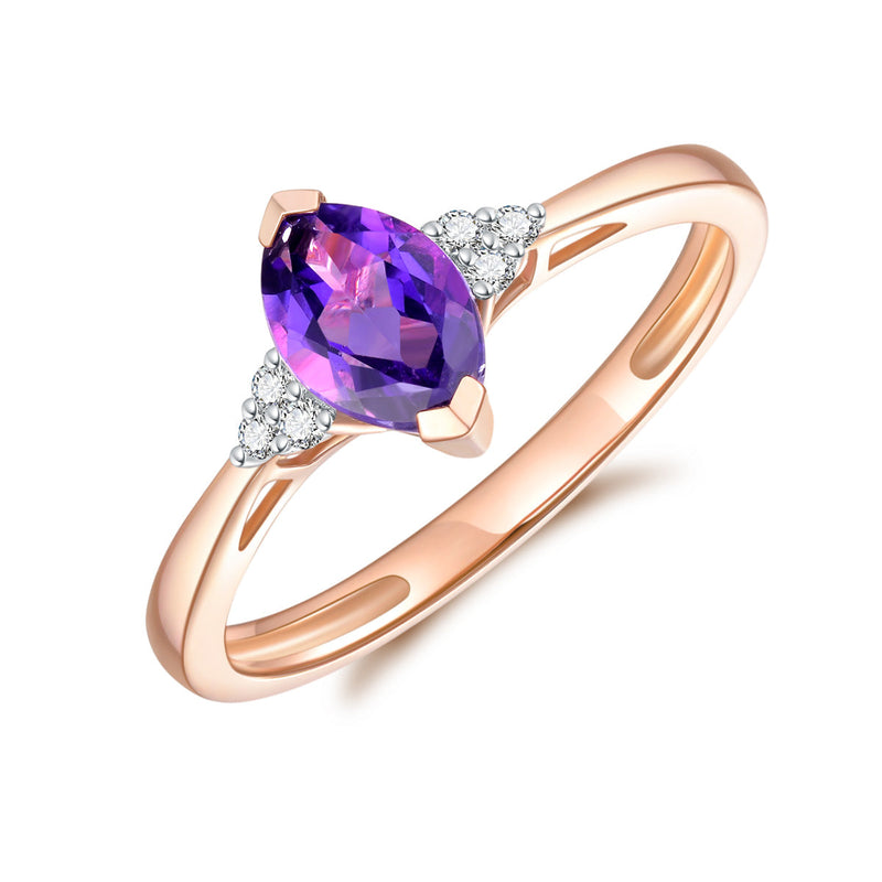 9ct Rose Gold Amethyst & Diamond Ring