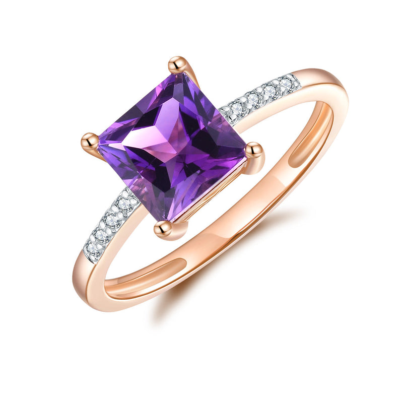 9ct Rose Gold Amethyst & Diamond Ring