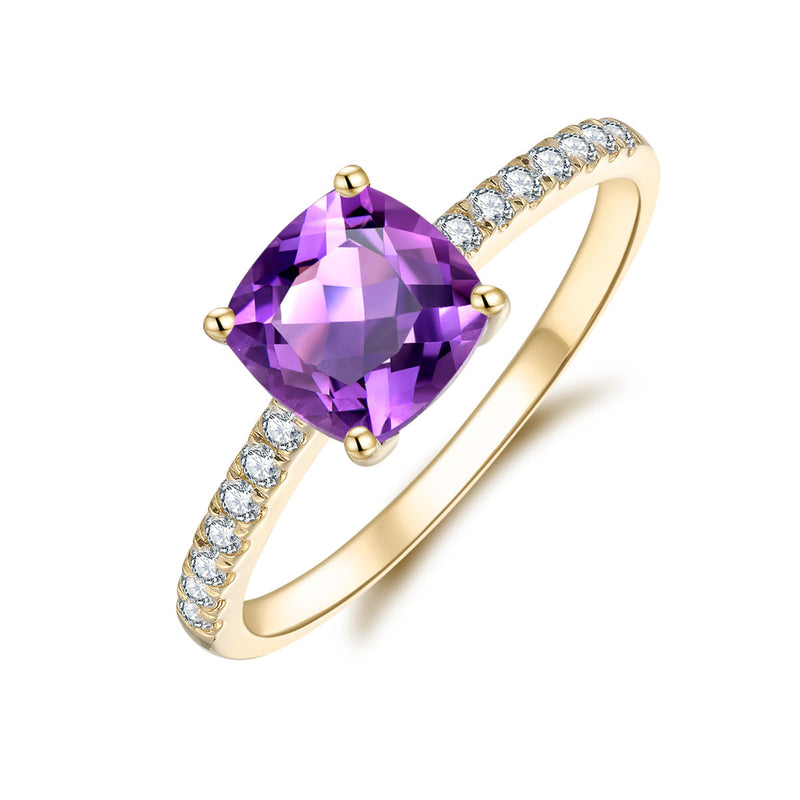 9ct Rose Gold Amethyst & Diamond Ring