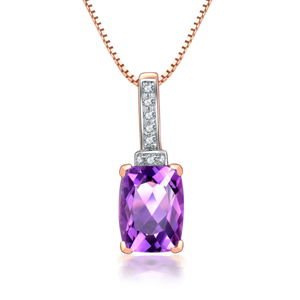 9ct Rose Gold Amethyst & Diamond Pendant