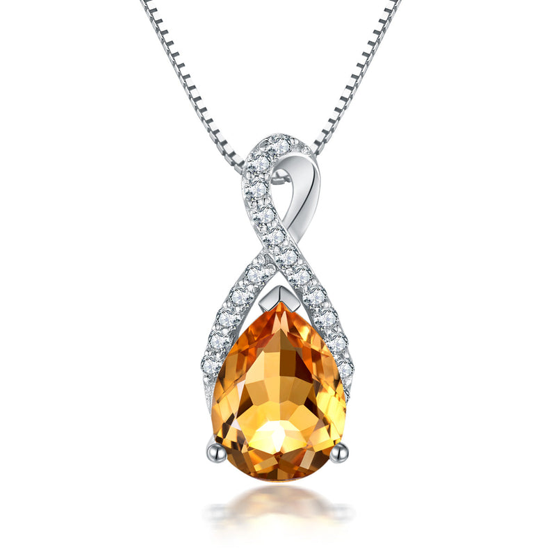 9ct White Gold Citrine & Diamond Pendant