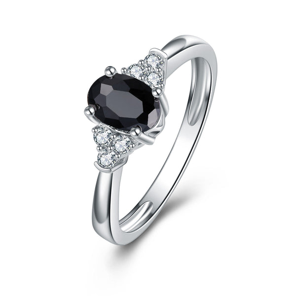 9ct White Gold Black Sapphire & Diamond Ring