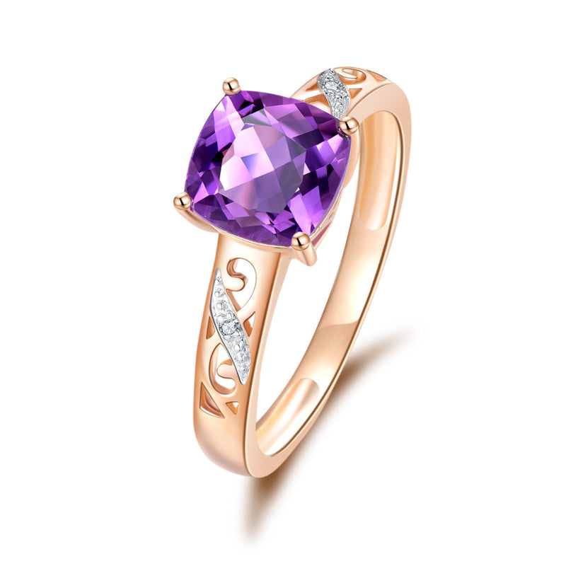 9ct Rose Gold Amethyst & Diamond Ring