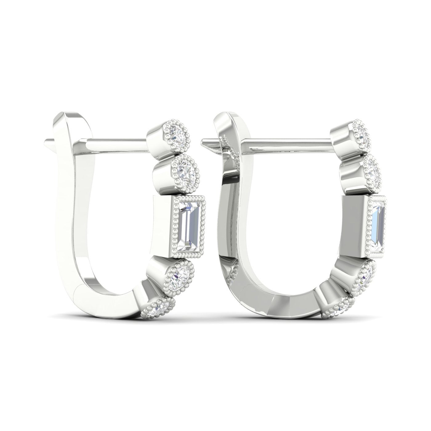 9Ct White Gold 0.15Ct Diamond Huggie Earrings