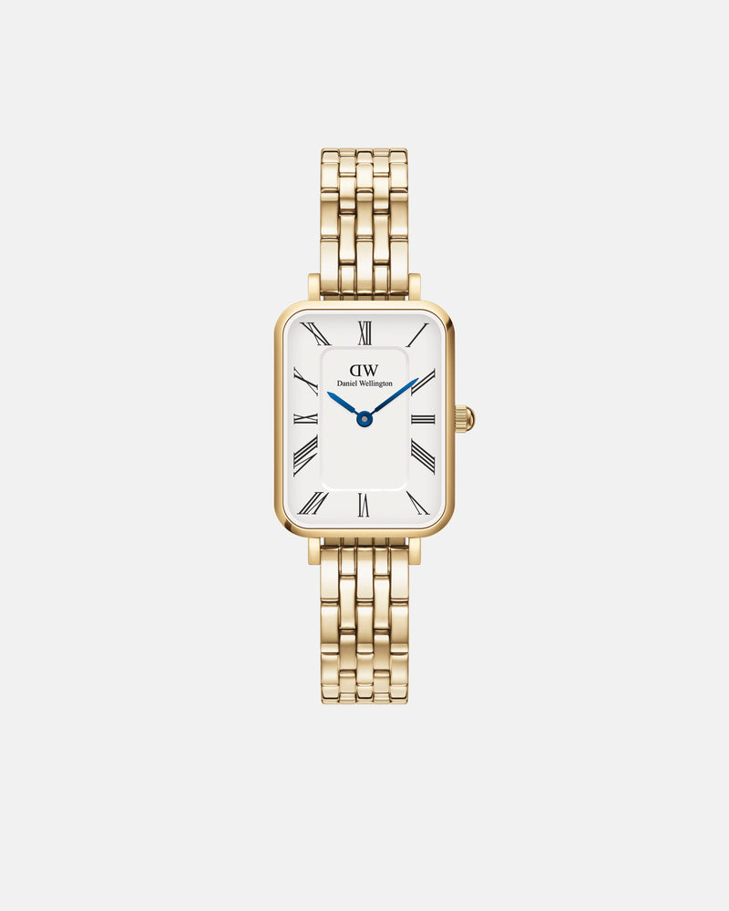 Daniel Wellington Quadro Roman Numerals 20x26 5-Link Gold White Watch