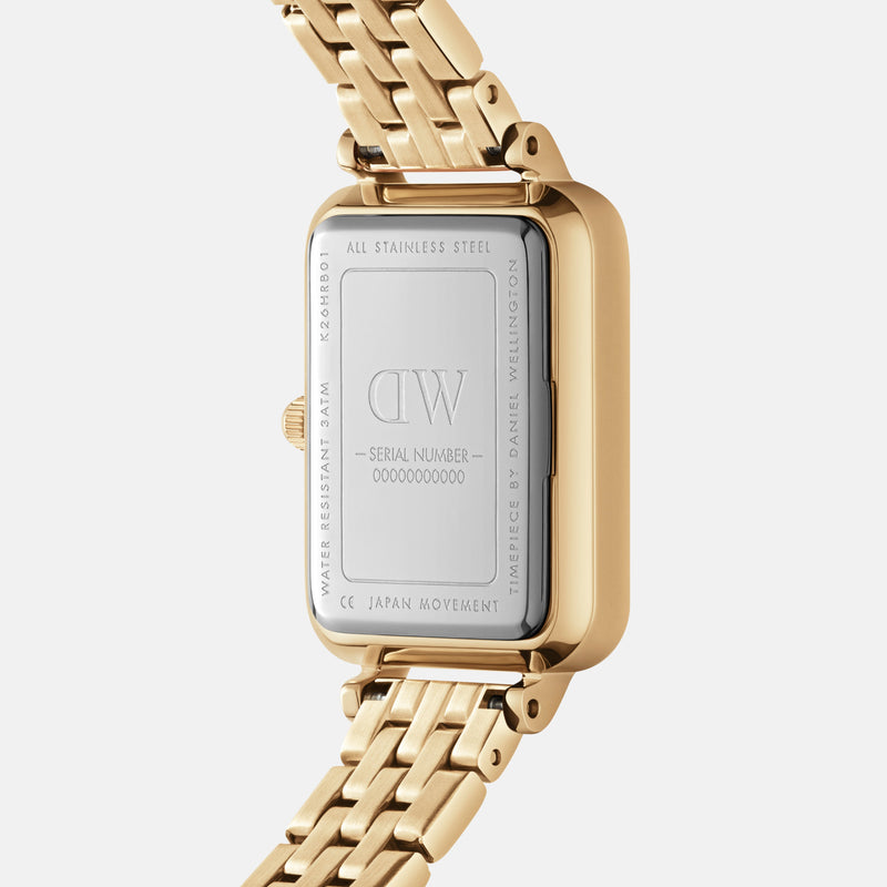 Daniel Wellington Quadro Roman Numerals 20x26 5-Link Gold White Watch