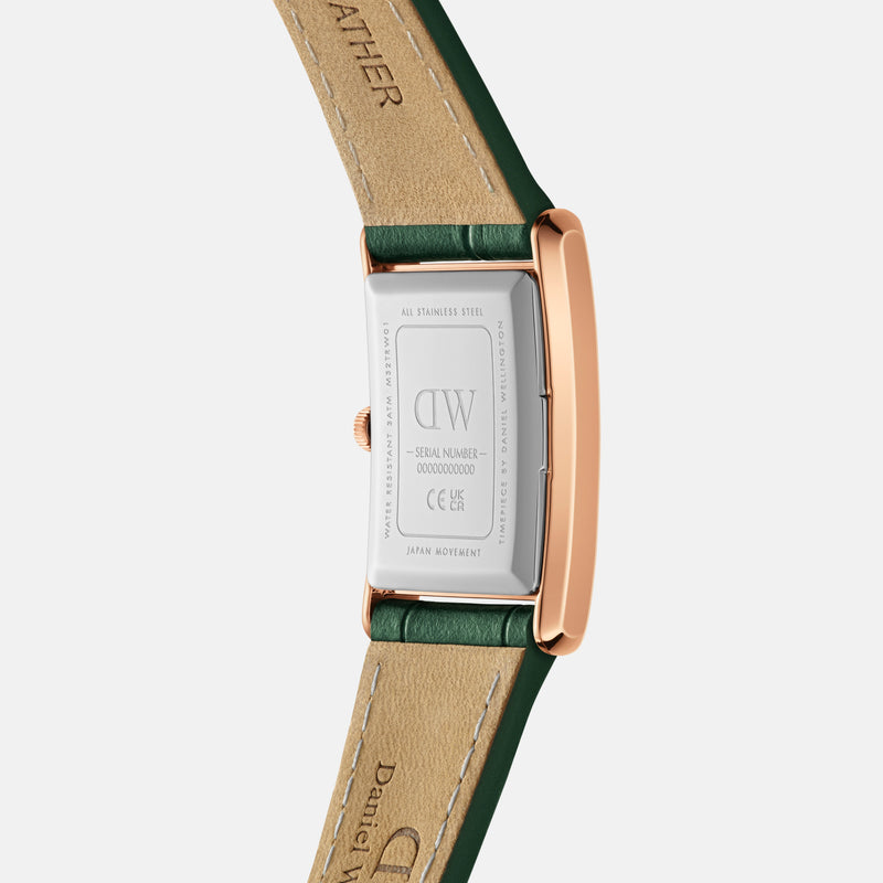 Daniel Wellington Bound 32x22 Green Croc Leather Rose Gold Emerald Sunray Watch
