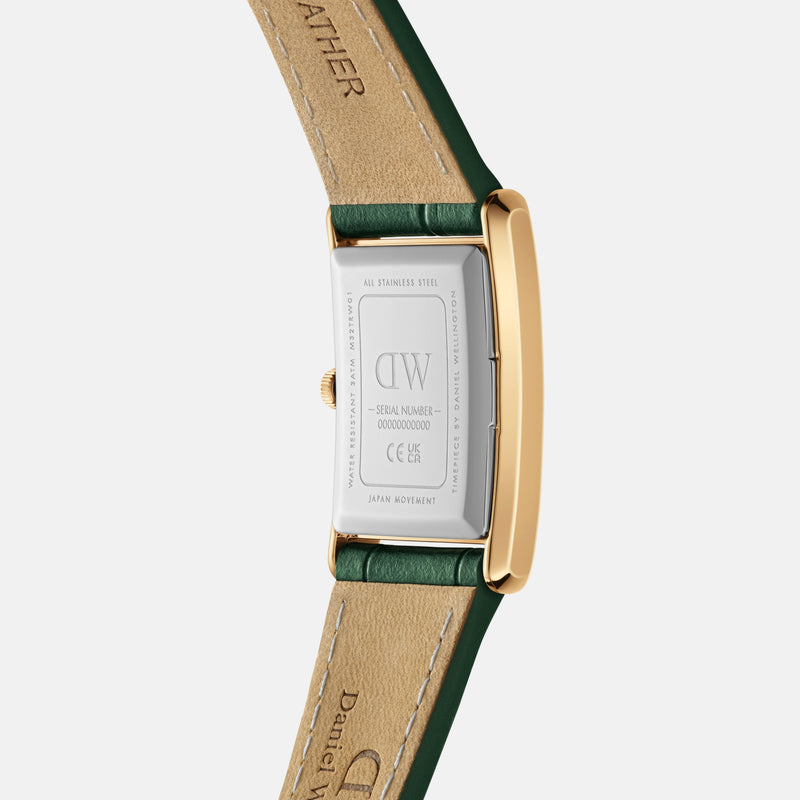 Daniel Wellington Bound 32x22 Green Croc Leather Gold Champagne Sunray Watch