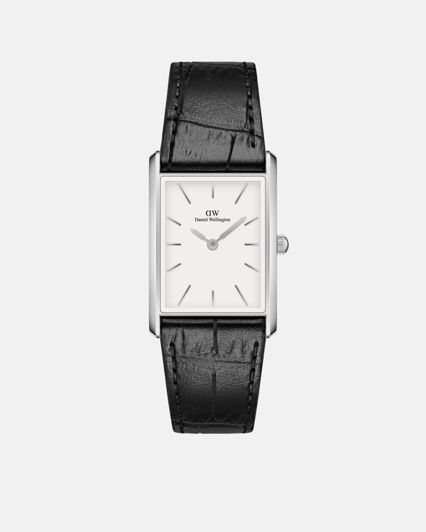 Daniel Wellington Bound 35x24 Black Croc Leather Silver White Watch
