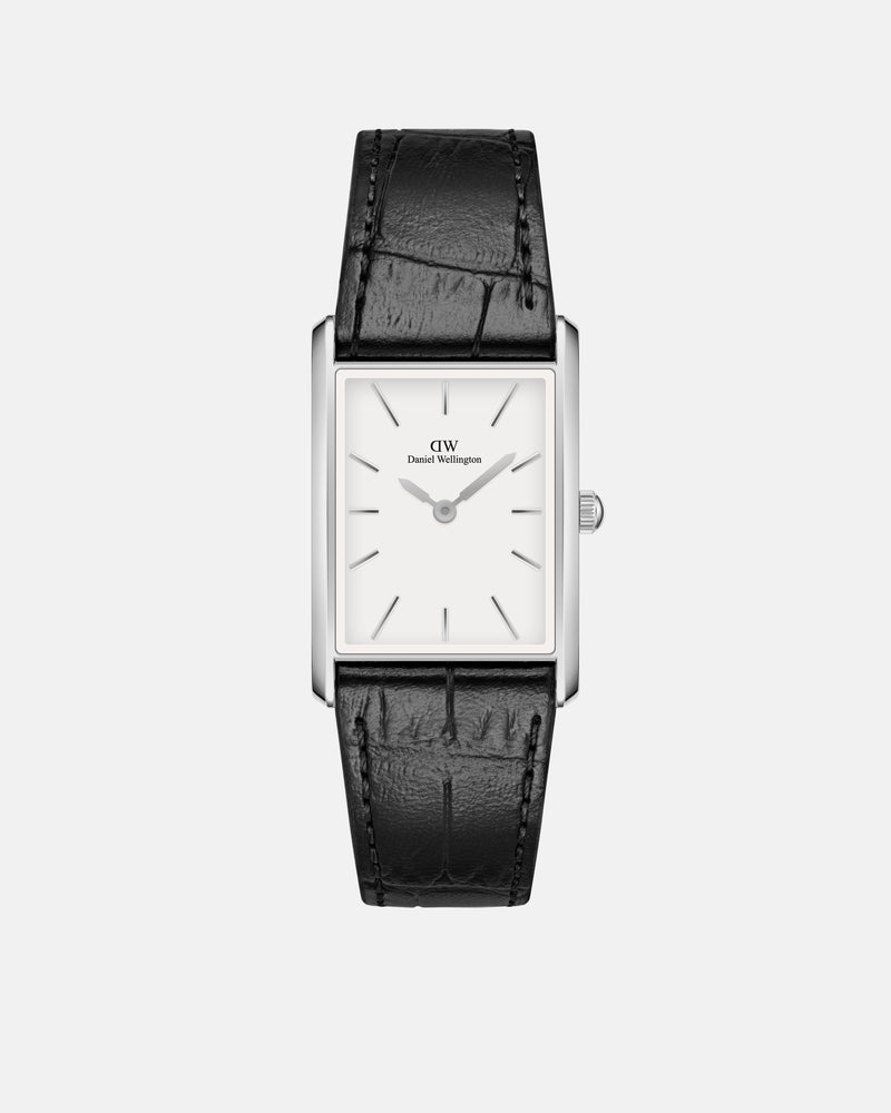 Daniel Wellington Bound 35x24 Black Croc Leather Silver White Watch