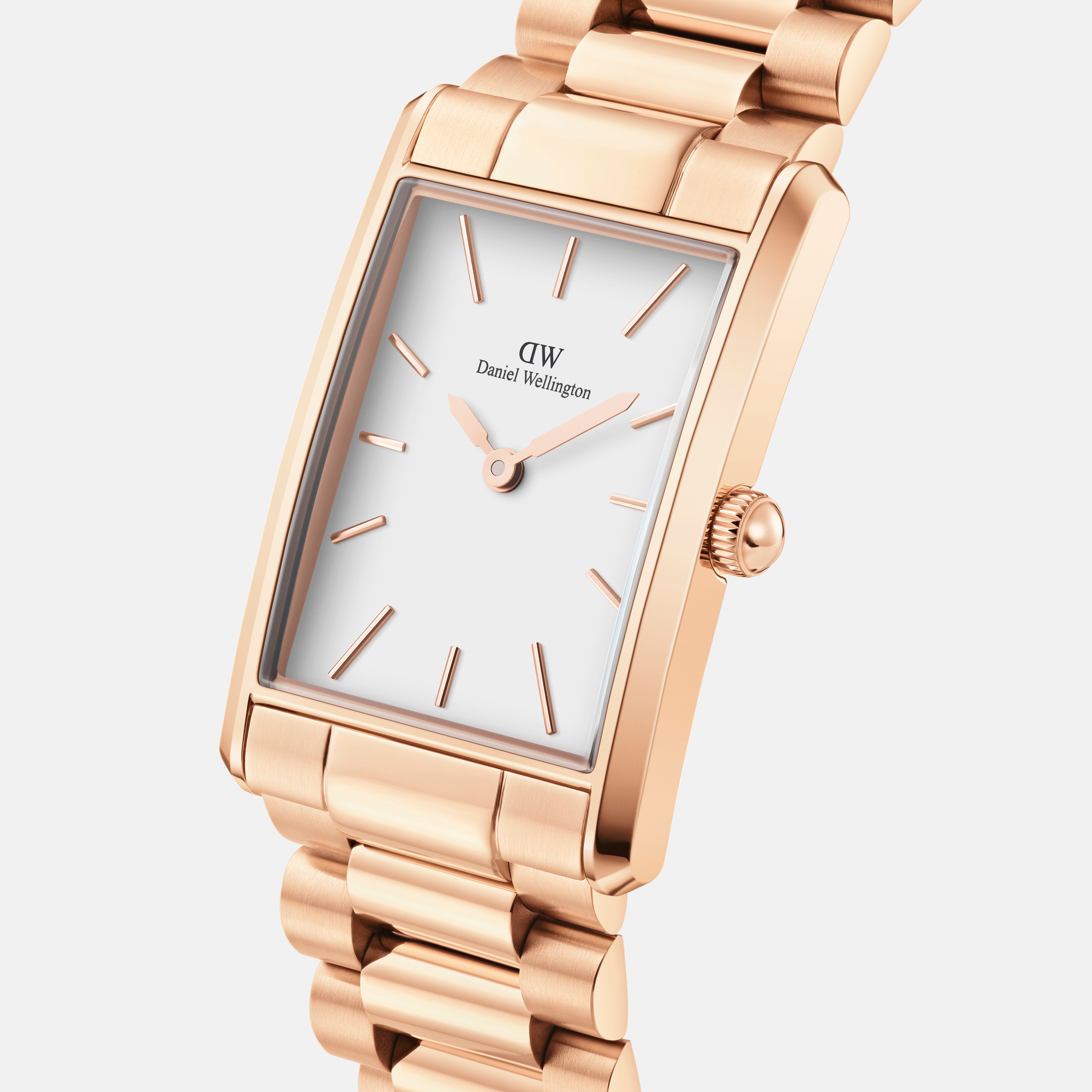 Daniel Wellington Bound 35x24 3-Link Rose Gold White Watch