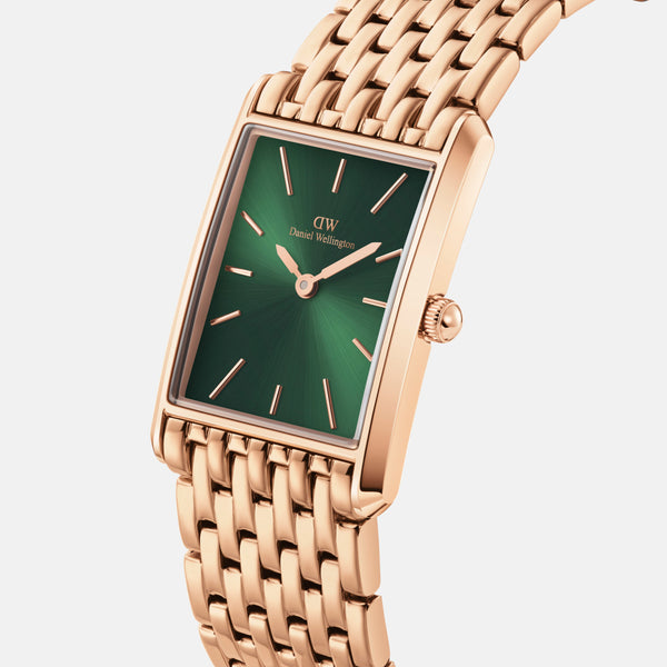Daniel Wellington Bound 32x22 9-Link Rose Gold Emerald Sunray Watch