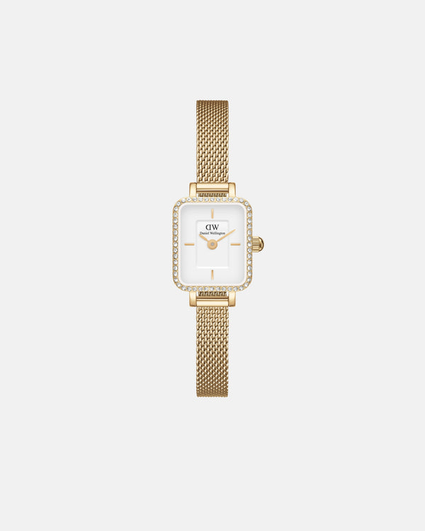 Daniel Wellington Quadro Mini Lumine Bezel 15x18 Evergold Gold White Watch