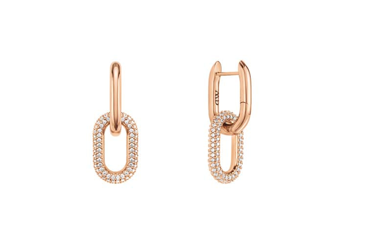 Daniel Wellington Crystal Link Earrings Rose Gold