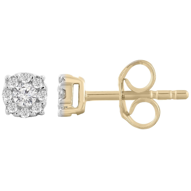 Stud Earrings with 0.15ct Diamonds in 9K Yellow Gold