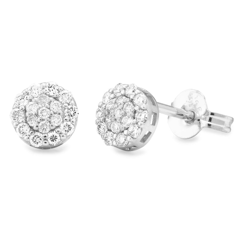 Diamond Stud Earrings 9ct White Gold