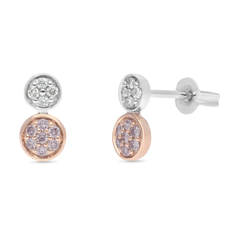 9ct White & Yellow Gold Pink Diamond Earrings