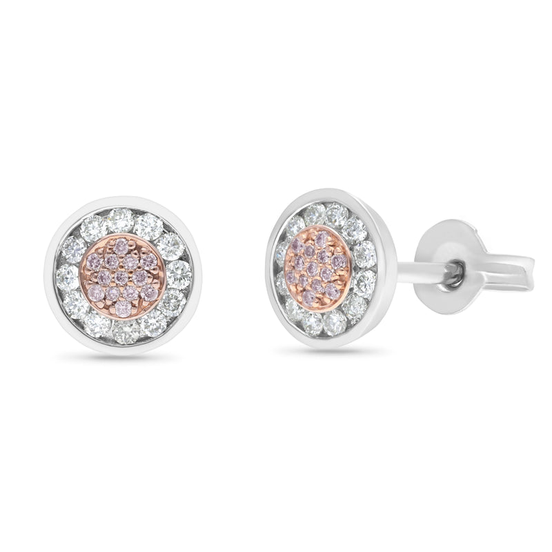 9ct White & Yellow Gold Pink Diamond Earrings