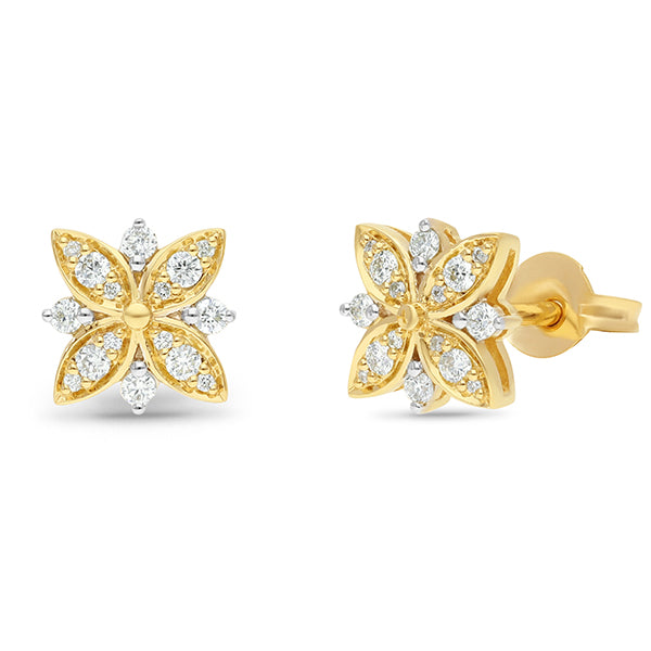 9ct Yellow Gold Diamond Earrings