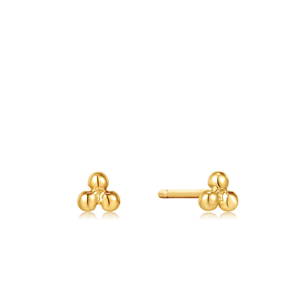 Ania Haie 14ct Gold Triple Ball Stud Earrings