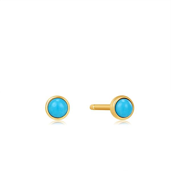Ania Haie 14ct Gold Turquoise Cabochon Stud Earrings