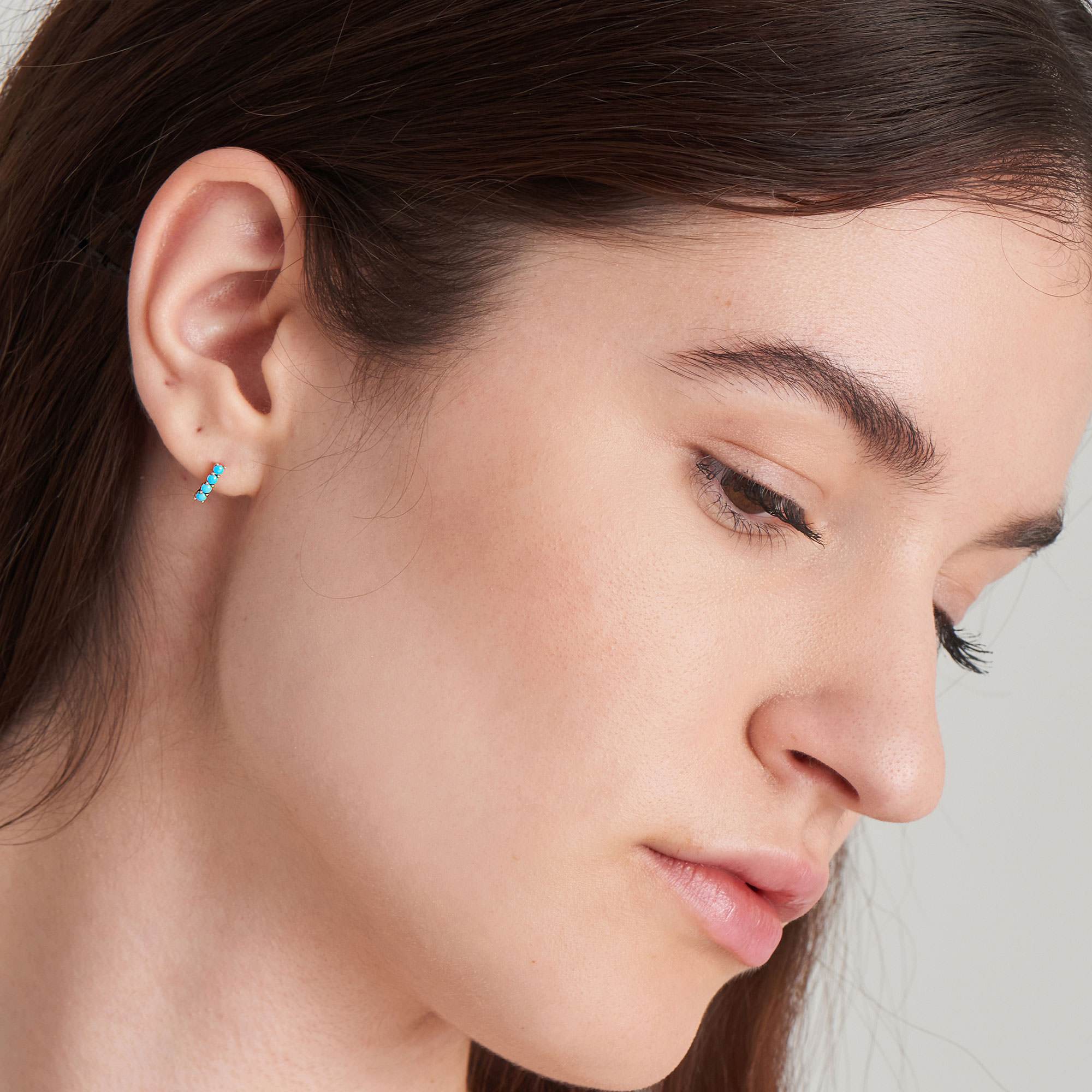 Ania Haie 14ct Gold Turquoise Cabochon Bar Stud Earrings