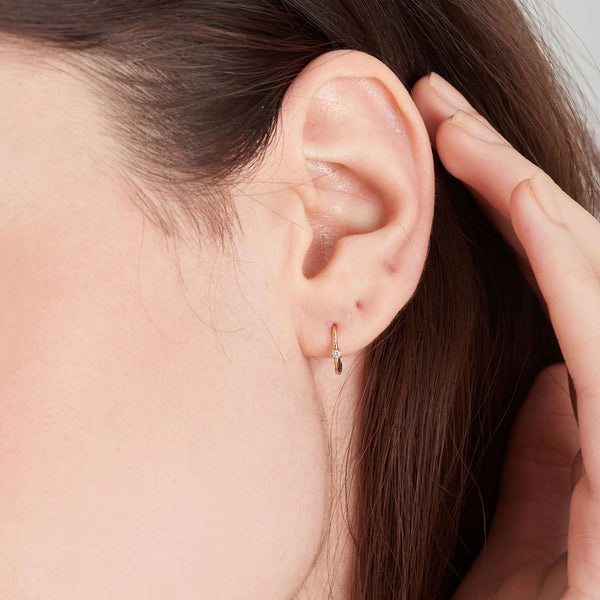 Ania Haie 14ct Gold Single Natural Diamond Huggie Hoop Earrings
