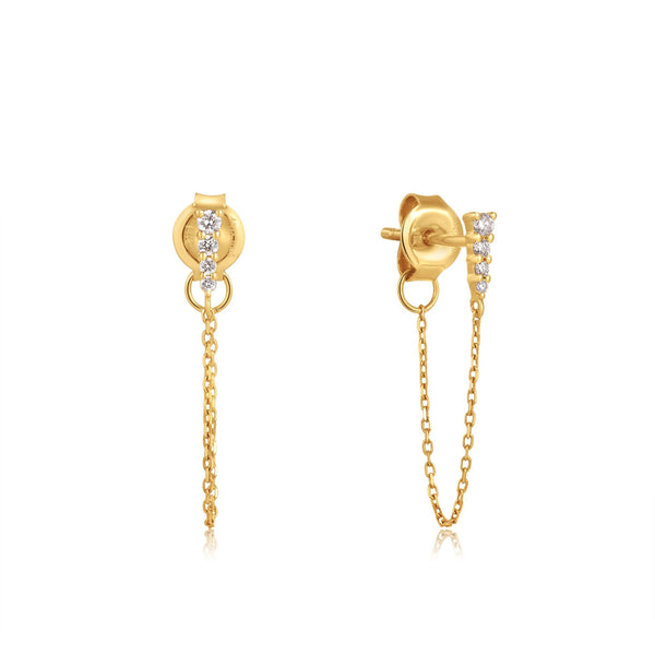 Ania Haie 14ct Gold Natural Diamond Drop Chain Earrings