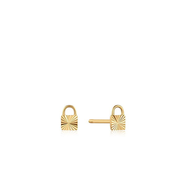Ania Haie 14ct Gold Padlock Stud Earrings