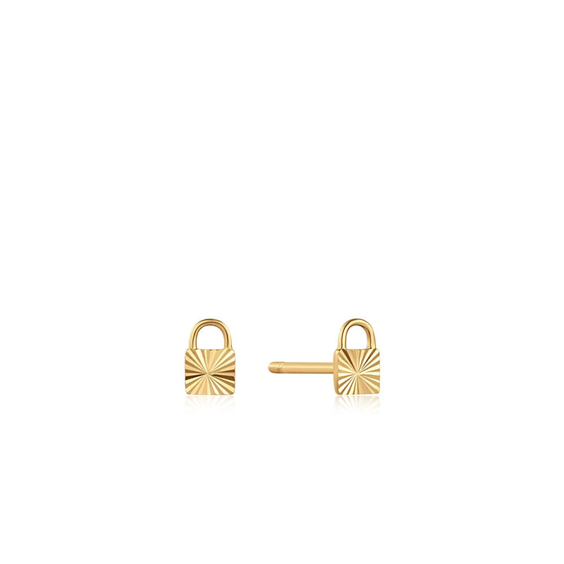 Ania Haie 14ct Gold Padlock Stud Earrings