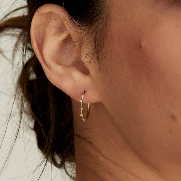 Ania Haie 14ct Gold Stargazer Natural Diamond Hoop Earrings