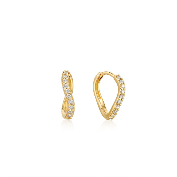Ania Haie 14ct Gold Magma Diamond Huggie Hoop Earrings